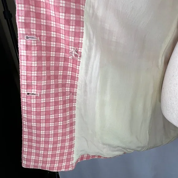 NWT FREE PEOPLE Pink/Rose Olivia Gingham Lightweight Blazer Trench Jacke… - Picture 10 of 16
